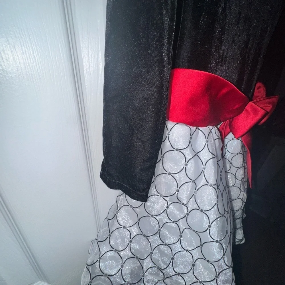 Bonnie Jean Black and White Dance Costume with Red Accent